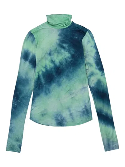 Callipygian Tie-dye Turtleneck Sweater In Blue