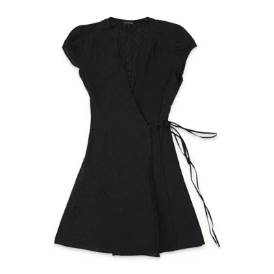 Callipygian Wrap Black Mini Dress