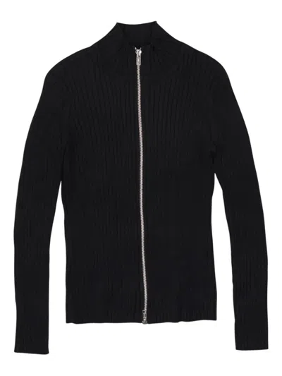 Callipygian Zip-up Knitted Bomber Jacket In Black