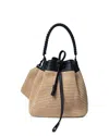Callista Bucket Bag Black Leather & Straw In Black
