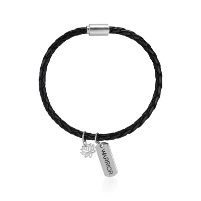 Callista By Vinita Men's Black Braided Leather Bracelet