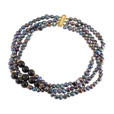 Callista By Vinita Women's Black Baroque Pearls Choker