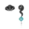 Callista By Vinita Women's Black / Silver / Blue Serpant Earrings In Multi