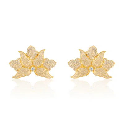 Callista By Vinita Women's Gold Half Flower Earrings