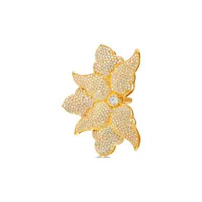 Callista By Vinita Women's Gold Half Flower Ring