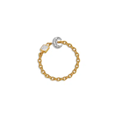 Callista By Vinita Women's Gold Moon Chain Ring