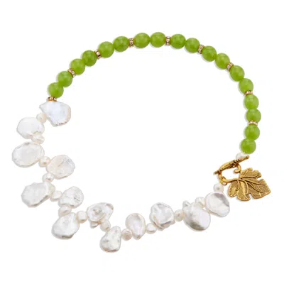Callista By Vinita Women's Green Keshi Pearls & Jade Beads Necklace