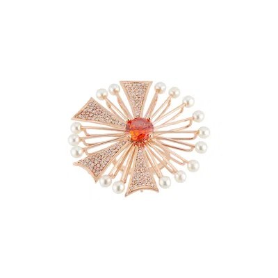 Callista By Vinita Women's Rose Gold Citrin Gemstone Sun Ring