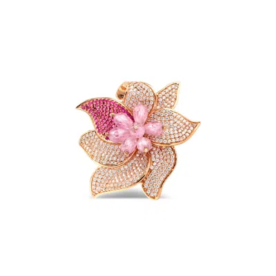 Callista By Vinita Women's Rose Gold Statement Flower Ring