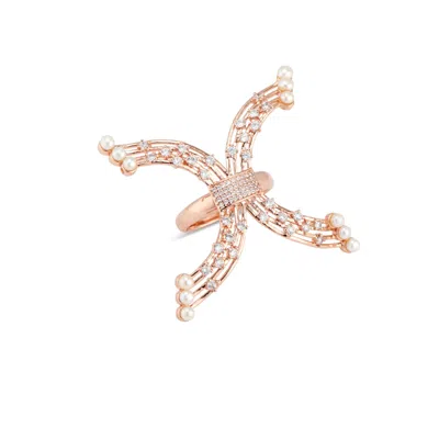 Callista By Vinita Women's Rose Gold Waterfall Ring