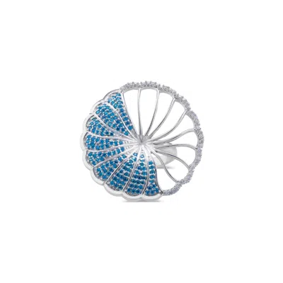 Callista By Vinita Women's Silver Blue Pinky Ring