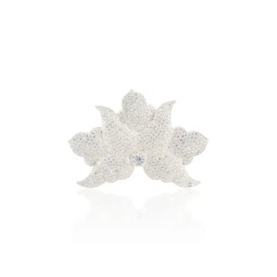 Callista By Vinita Women's Silver Half Flower Brooch