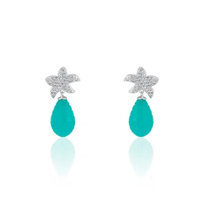 Callista By Vinita Women's Silver Ocean Drop Earrings