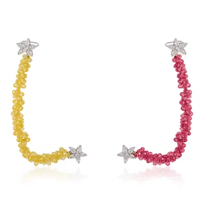 Callista By Vinita Women's Silver / Yellow / Pink Mala Earrings