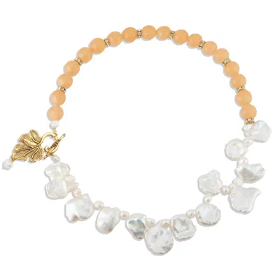 Callista By Vinita Women's White Keshi Pearls & Peach Beads