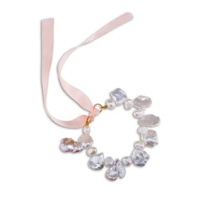 Callista By Vinita Women's White Ribbon Pearls Bracelet