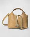 Callista City Micro Croc-embossed Crossbody Bag In Beige