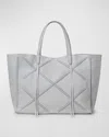 Callista Crisscross Grain Leather Tote Bag In Stone