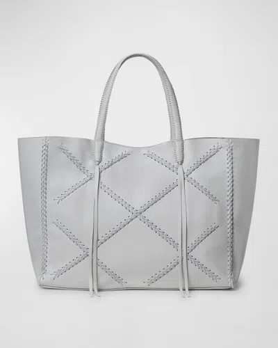 Callista Crisscross Grain Leather Tote Bag In Stone