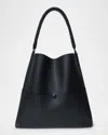 Callista Duo Slim Medium Grained Leather Tote Bag In Black