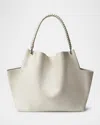 Callista Loom Grained Leather Shoulder Bag In Cream