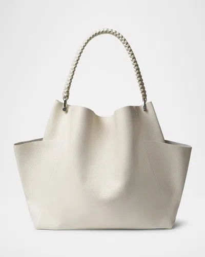 Callista Loom Grained Leather Shoulder Bag In Neutral