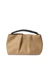 Callista Maxi Pleated Clutch Black Leather & Straw In Black