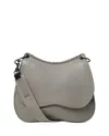 Callista Medium Grained Leather Saddle Bag In Gray