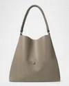 Callista Medium Slim Grained Leather Tote Bag In Taupe