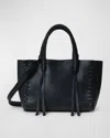 Callista Micro Grained Leather Tote Bag In Black