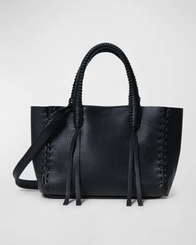Callista Micro Grained Leather Tote Bag In Black