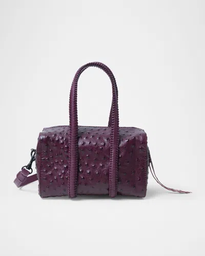 Callista Mini Bowling Ostrich-embossed Leather Top-handle Bag In Plum