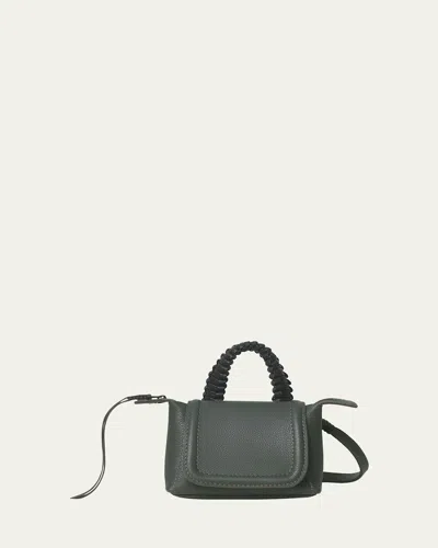 Callista Mini Grained Leather Top-handle Bag In Charcoal