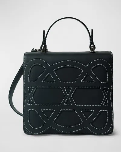 Callista Pandora Stitched Leather Top-handle Bag In Black