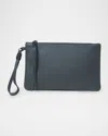 Callista Slim Grained Leather Clutch Bag In Charcoal