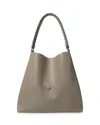 Callista Medium Slim Grained Leather Tote Bag In Taupe