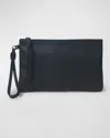 Callista Slim Pochette Leather Wristlet In Black