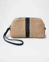 Callista Woven Fabric & Leather Wristlet In Black