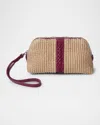 Callista Woven Fabric & Leather Wristlet In Pink