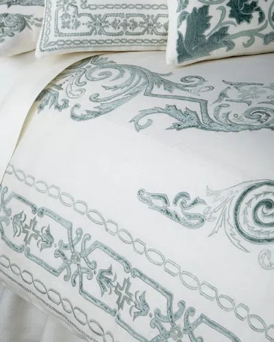 Callisto Home Queen Aleksi Duvet Cover In Cream/aqua
