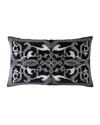 Callisto Home Embroidered Linen Pillow In Navy