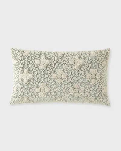 Callisto Home Glyes Beaded And Embroidered Velvet Decorative Pillow, 14" X 24" In Aqua