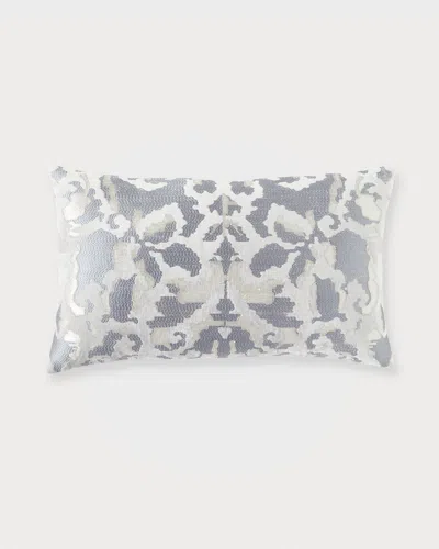 Callisto Home Ikat Velvet Decorative Pillow - 14" X 24" In Gray