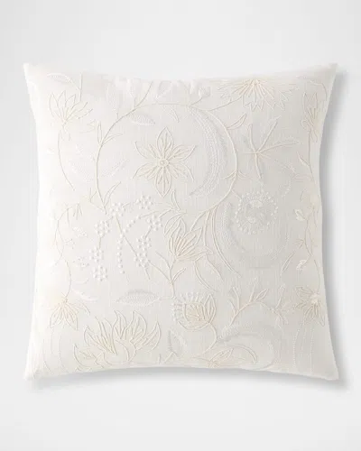 Callisto Home Lavoe Embroidered Floral Decorative Pillow, 22" Square In Sand