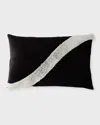 Callisto Home Monte Beaded Wave Decorative Pillow, 18" X 30" In Black