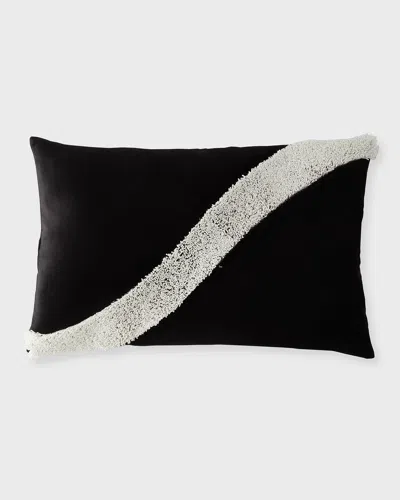 Callisto Home Monte Beaded Wave Decorative Pillow, 18" X 30" In Black
