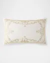 Callisto Home Nesher Metallic Lattice Border Lumbar Pillow, 18" X 30" In Creme