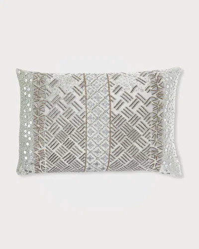 Callisto Home Sequin Velvet Decorative Pillow, 15x21" In Gray