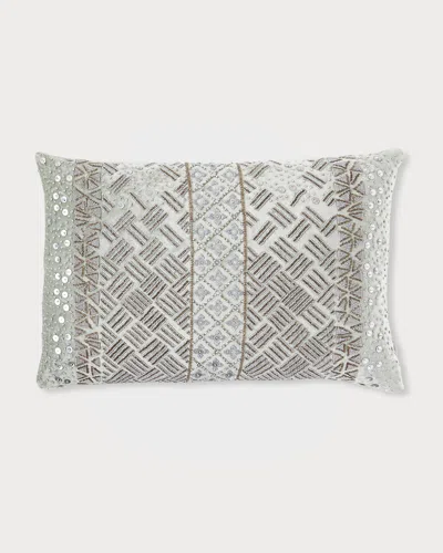 Callisto Home Sequin Velvet Decorative Pillow, 15x21" In Aqua