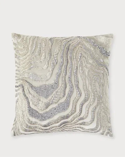 Callisto Home Silver Velvet Decorative Pillow, 22"sq.